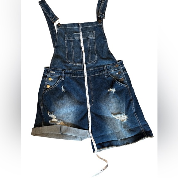 Kancan distressed denim short overalls-Size 1XL - Picture 5 of 6